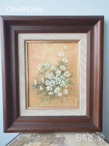 39x34см/2бр картини масло върху платно/натюрморт-цветя/картина в дървена рамка, снимка 6 - Картини - 48427931