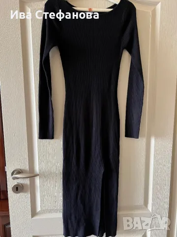 нова по тялото вискоза еластична спортно елегантна черна еластична рокля рипс рипсена цепка , снимка 2 - Рокли - 47682726