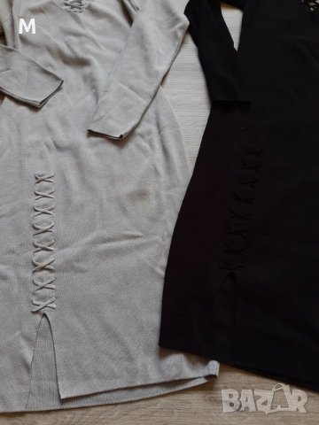 Нова колекция рокля в сив цвят от фино плетиво с връзки на намаление, снимка 6 - Рокли - 27332112