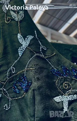 Елегантна зелена  ленена рокля JONES USA, снимка 13 - Рокли - 49873503