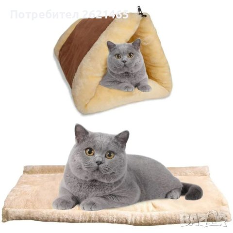 Самозатопляща се котешка постелка - легло, къщичка 2в1, за котки и малки палета, снимка 2 - За котки - 42959453