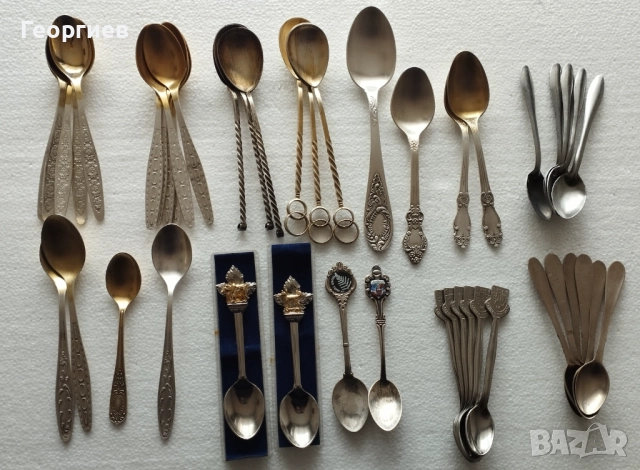 Посребрени с позлата мелхиорени лъжички за чай,кафе от СССР., снимка 2 - Прибори за хранене, готвене и сервиране - 51876694