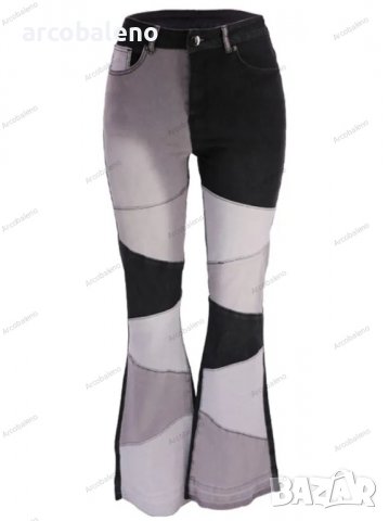 Дамски двуцветни улични изпрани клоширани дънки, 3цвята , снимка 4 - Дънки - 39745756