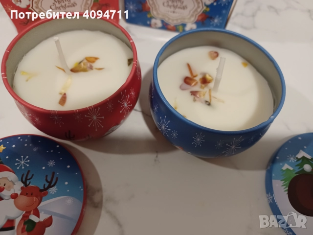 2 Нови ароматни коледни свещи+дървена поставка+ борова кора+коледна украса+ 2 шишарки, снимка 7 - Декорация за дома - 52497076