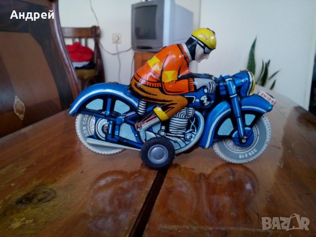 Стара играчка мотор,моторист, снимка 3 - Антикварни и старинни предмети - 27571490