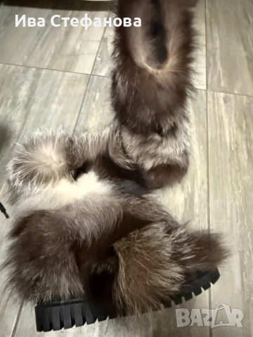 Разкошни боти естествена кожа естествен косъм от лисица  номер 39 , снимка 6 - Дамски боти - 52818545