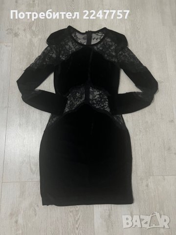 Черна къса рокля кадифе размер S