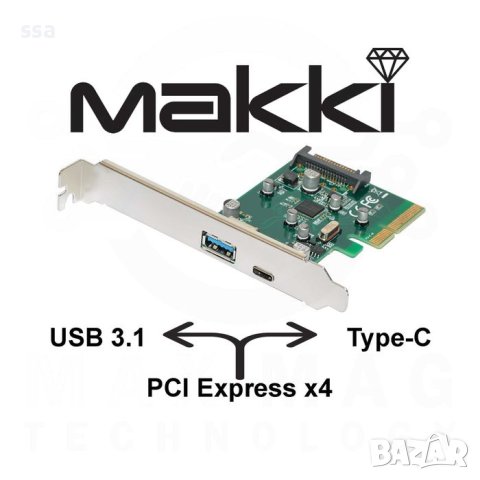 PCI-E card то USB3.1 A , Type C ports - MAKKI, снимка 1 - Други - 43063293
