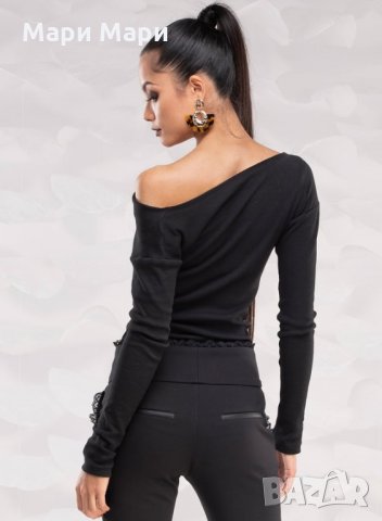 Блуза  от рипс в черно ХS, снимка 2 - Блузи с дълъг ръкав и пуловери - 27301937
