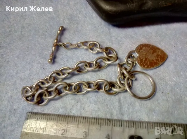 РОМАНТИЧНА ВИНТИДЖ АРТ СТИЛ СРЕБЪРНА ГРИВНА със СЪРЧИЦЕ СРЕБРО 925 с БЯЛА ПОЗЛАТА 47977