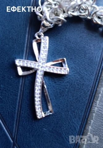 Масивен сребърен ланец с кръст. В кутия., снимка 2 - Колиета, медальони, синджири - 50952439