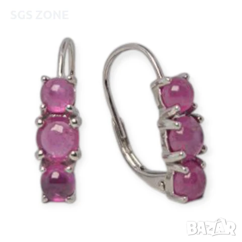 СРЕБЪРНИ ОБЕЦИ С РУБИН, САПФИР, ИЗУМРУД., снимка 3 - Обеци - 51143715