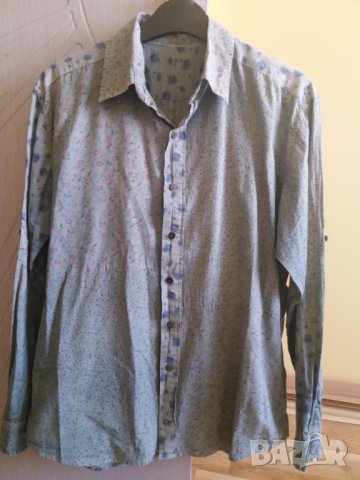 Мъжка спортна риза с дълъг навиващ се ръкав L-XL, снимка 1 - Ризи - 33019254
