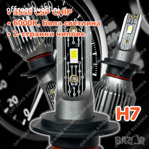 LED Диодни крушки H7 200W 12-24V +200%, снимка 2 - Аксесоари и консумативи - 40393928
