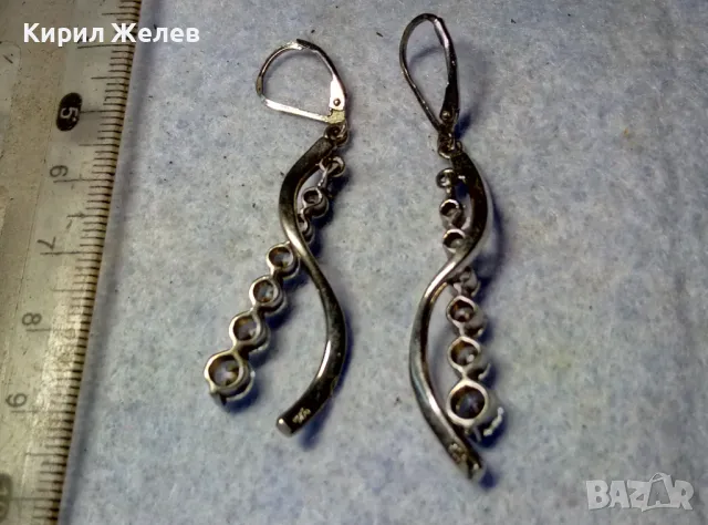 ШАРМАНТНИ СКЪПОЦЕННИ СРЕБЪРНИ ОБЕЦИ РОДИРАНО СРЕБРО 925 с БЛЕСТЯЩ ЮВЕЛИРНО ФАСЕТИРАН ФИАНИТ 49281, снимка 5 - Обеци - 50072773