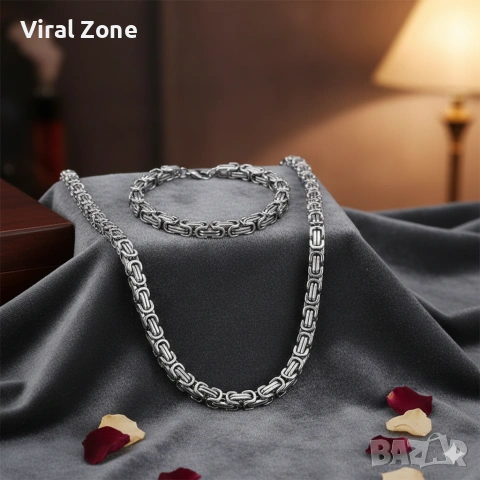 Мъжки комплект от медицинска стомана, снимка 2 - Бижутерийни комплекти - 53460854