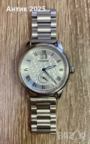 Швейцарски часовник JOS VON ARX с голяма дата и малка секунда, стоманена верижка (работи), снимка 2 - Мъжки - 53441634