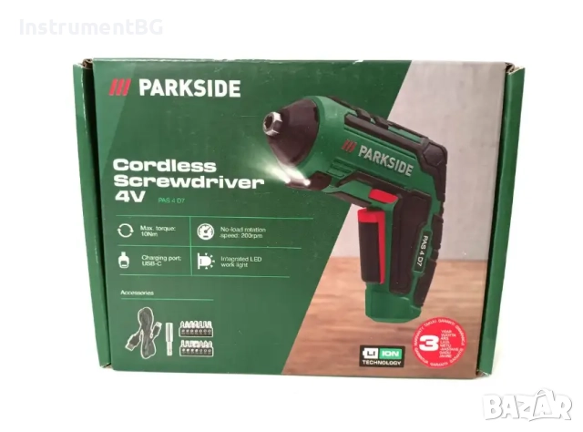 Акумулаторен винтоверт Parkside® PAS 4 C4 с 30 бита, USB зарядно устройство, снимка 7 - Винтоверти - 51814462