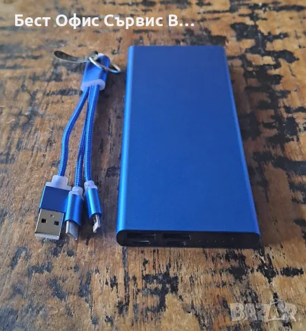 рower bank 10000 mAh, вход/изход тype-C, от син метал алуминий, снимка 7 - Външни батерии - 49249042