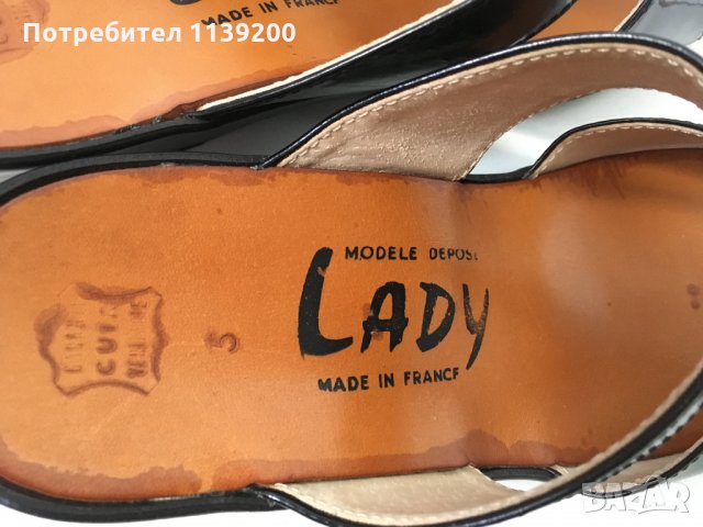 Френски елегантни чехли Lady черен лак за широко ходило естествена кожа 38, снимка 6 - Чехли - 27139331