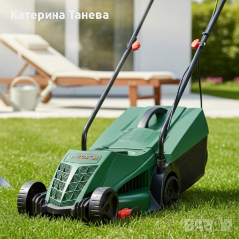 Електрическа косачка Bosch Rotak 32 - 1200W с GrassCombs, коси до самия ръб, кош 31 л