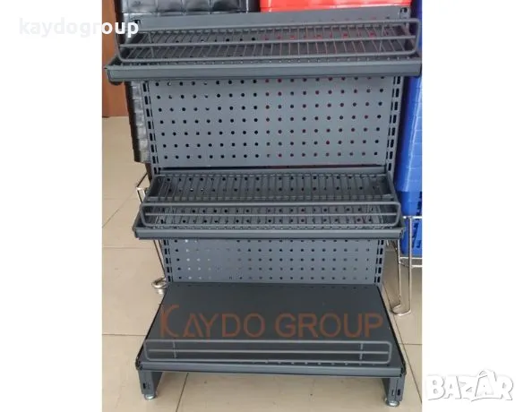 Мини промо стелаж с перфо гръб за касова зона RAL-7016 TXT, снимка 3 - Стелажи и щандове - 47702275