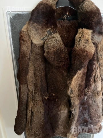 Дълго дамско палто от естествен косъм (нутрия) – L/XL, с подвижна част, ретро модел, снимка 9 - Палта, манта - 53295608