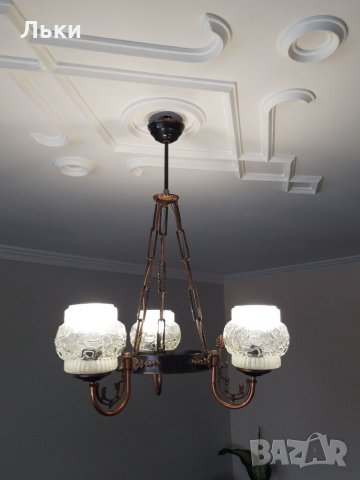 Масивен полилей с три крушки, снимка 4 - Полилеи - 35609351