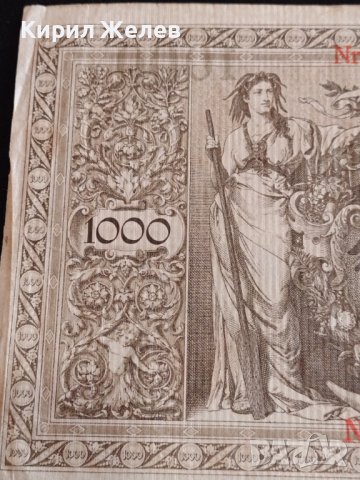 РАЙХ БАНКНОТА 1000 марки 1910г. Германия УНИКАТ ЗА ЦЕНИТЕЛИ 36817, снимка 13 - Нумизматика и бонистика - 39898794