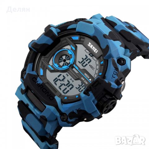 Мъжки електронен часовник, син камуфлаж, снимка 2 - Мъжки - 28876392