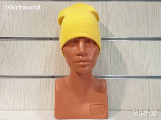 Нова дамска зимна шапка с подгъв в жълт цвят, снимка 7 - Шапки - 39325351