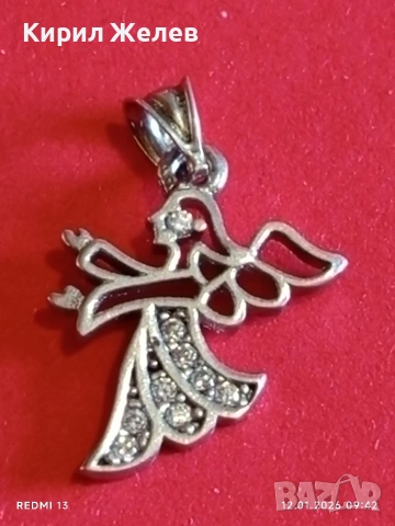 Сребърна висулка Ангел с инкрустирани кристали подходящ аксесоар за ежедневието 52585, снимка 5 - Колиета, медальони, синджири - 53069414