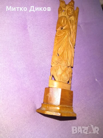 Дървена скулптура воин с лък 220х50х15мм отлична, снимка 5 - Декорация за дома - 51095605