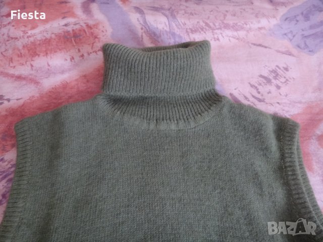 Тъмно зелен пуловер поло без ръкави, снимка 4 - Блузи с дълъг ръкав и пуловери - 27592740