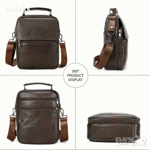 Модерна, Елегантна и Делова мъжка месинджър черна чанта / Естествена кожа!, снимка 7 - Чанти - 51947123