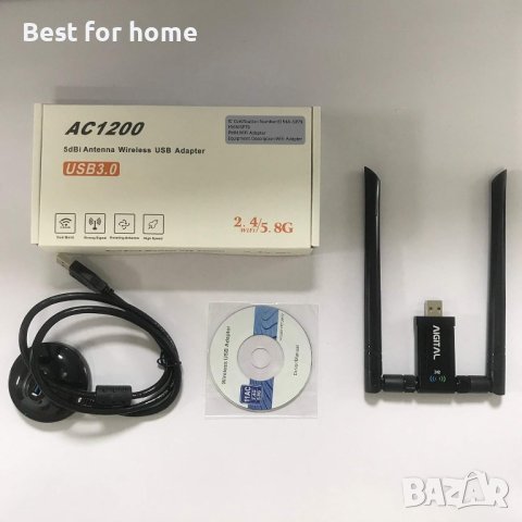 USB адаптер с двойна антена Wifi Usb 3.0 AC1200 2.4 / 5.8Ghz 300Mbps - 867Mbps Антена 5 dBi, снимка 7 - Мрежови адаптери - 43042680
