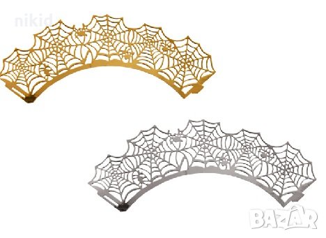 3 цвята хелоуин хелуин halloween паяжина мрежа декори декорация за мъфини кексчета дантела кошнички, снимка 3 - Други - 12379240