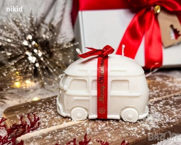 3D сет Коледни Автобус и елха силиконов молд форма фондан шоколад гипс свещ смола декор, снимка 2 - Форми - 52843930