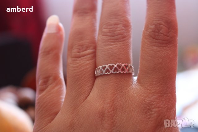 Изключително нежен сребърен пръстен R022, снимка 10 - Пръстени - 20276403