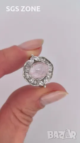 Сребърни Пръстени с Невероятен Морганит от Тайланд, снимка 11 - Колиета, медальони, синджири - 49844750