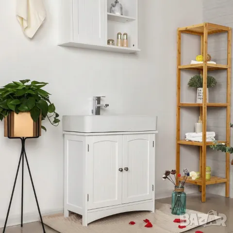Шкаф за баня, за мивка,бял, снимка 3 - Шкафове - 49565299
