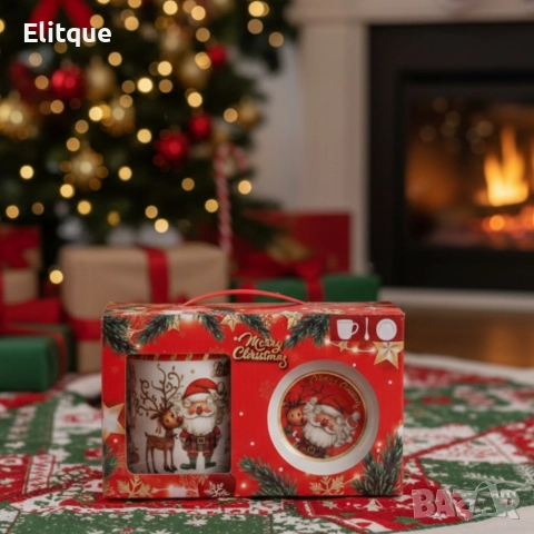 Премиум коледен подаръчен сет – керамична чаша с аксесоари, снимка 2 - Чаши - 52775450