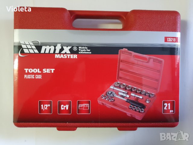 Комплект с инструменти 1/2, съдържа 21 части., снимка 2 - Куфари с инструменти - 43591980