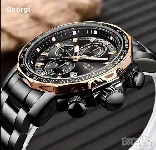 Луксозен, Спортен Мъжки Хронограф LIGE Elegant* Дизайн с награда ”Старо злато”!, снимка 7 - Мъжки - 49621980