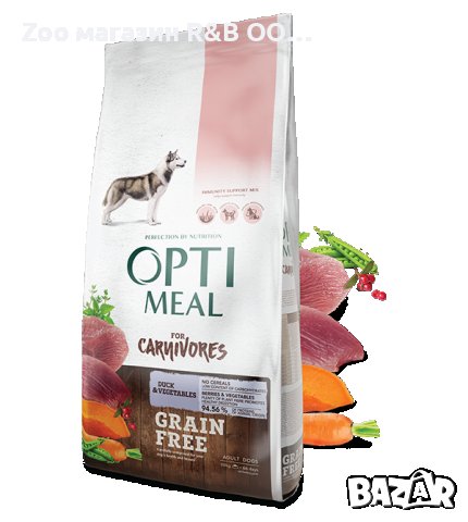 OptiMeal Grain free for adult cats - DUCK&Veggies-Храна за израснали котки БЕЗ ЗЪРНО,Патешко 4кг.