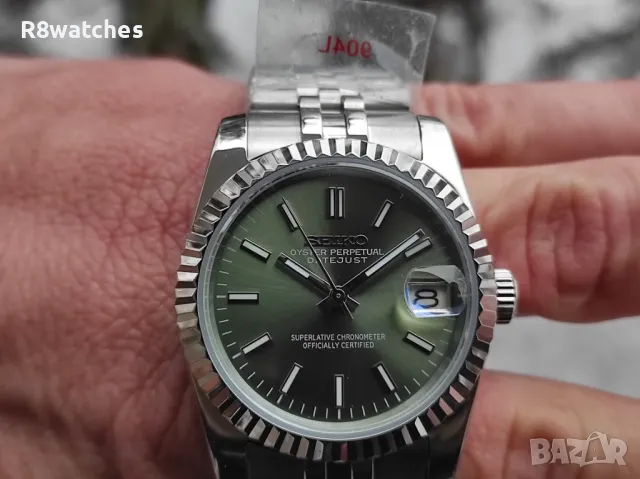 Seiko mod дамски Datejust 36mm Olive dial, снимка 1