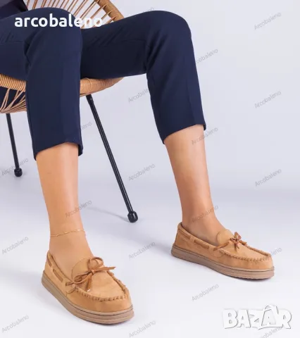 Дамски мокасини от еко велур с панделка Sarina, 4цвята , снимка 4 - Дамски ежедневни обувки - 48951730