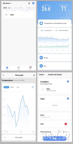 WIFI Интелигентен сензор температура и влажност Alexa Google Assistant, снимка 7 - Друга електроника - 43766158
