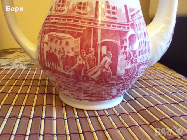 Английска порцеланова кана Coaching Taverns 1828 Royal Tudor Ware  Staffordshire England, снимка 4 - Аксесоари за кухня - 32807764