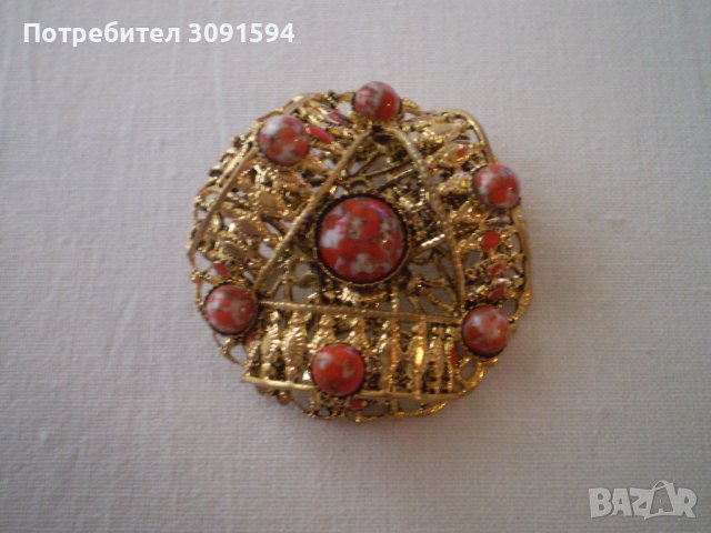 брошка Винтидж червени камани на петна - яспис, снимка 7 - Антикварни и старинни предмети - 40474152